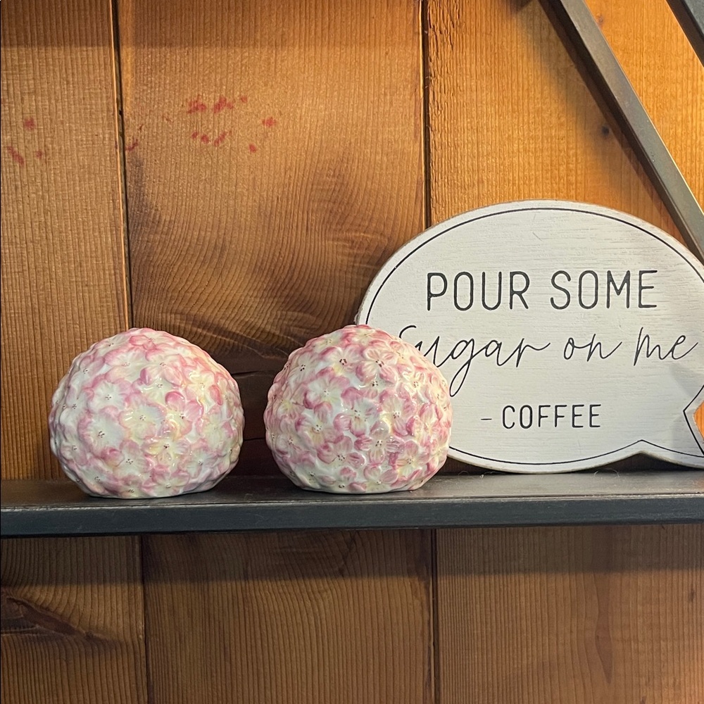 Pink Floral Ceramic Decorative Spheres - Set of 2 Sakura Cherry Blossom Pattern - Picture 5 of 5